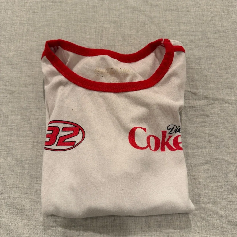 Diet Coke Racing Ringer T-Shirt Womens XL White Red 82 Graphic Short Sleeve Tee